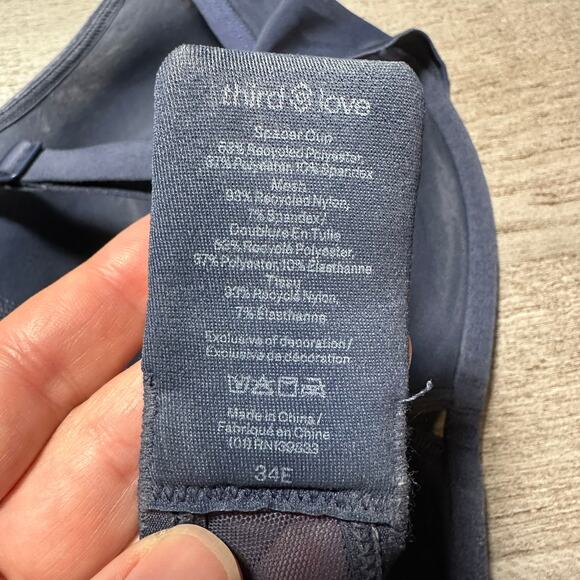 ThirdLove Plunge Bra Bare Mesh Blue 34E - Picture 4 of 4